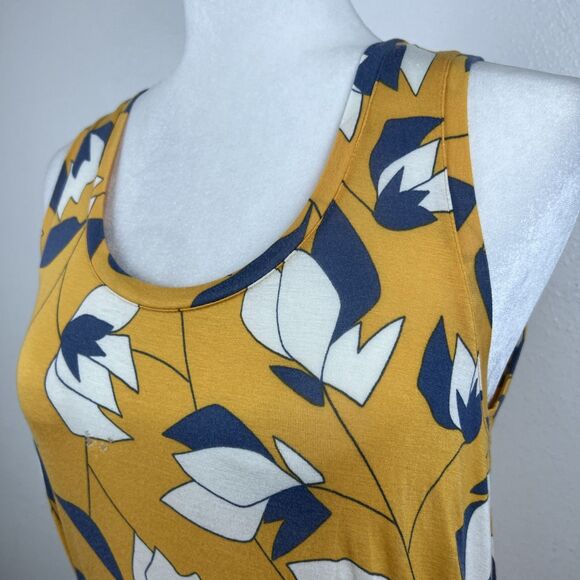 ModCloth Tank Top Women Small Yellow Blue Floral Print Soft Stretch Relaxed - Picture 10 of 13